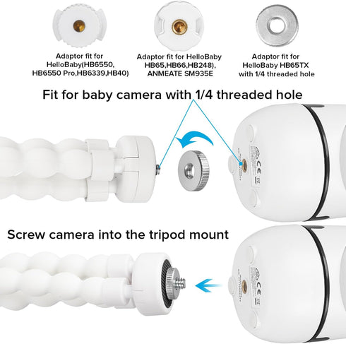 Tripod Baby Monitor Mount for HelloBaby HB65/HB40/HB6550/HB66/HB6339/HB6550 Pro, ANMEATE SM935E, Flexible Baby Camera Mount Attach Your Camera Whe...