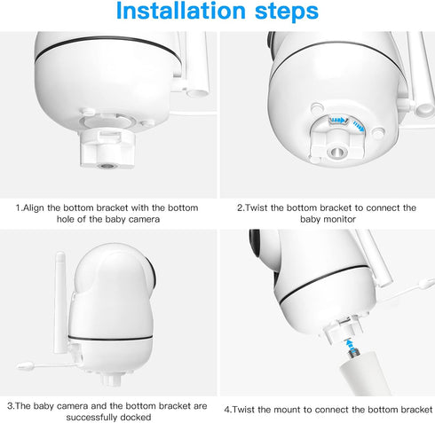 Baby Monitor Mount for HelloBaby HB65/HB66/HB248 and ANMEATE SM935E /Bonoch Baby Monitor Camera, Versatile Twist Mount without Tools or Wall Damag...