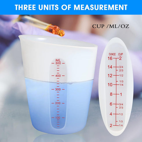 ZUYEE Silicone Measuring Cups (2 Cup + 1 Cup) Flexible Measure Melting Cups for Epoxy Resin Butter, Chocolate Squeeze Pour Baking Cup Dishwasher S...