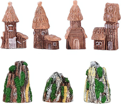 Opexicos 7Pcs Micro Landscape Accessories Resin Rockery and House Crafts Ornaments Sand Table Supplies Aquarium Accessories...
