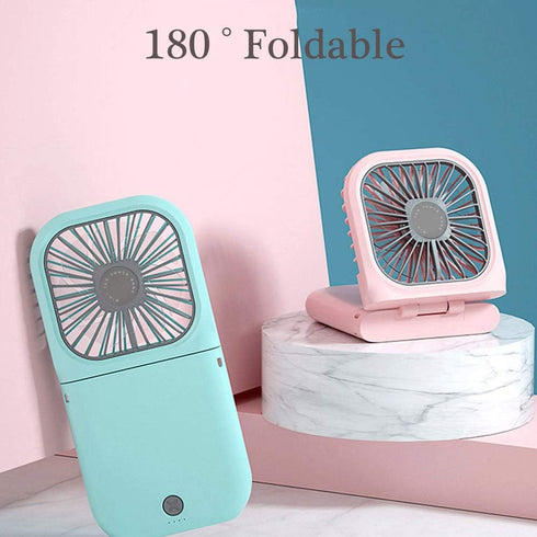 Portable Neck Fan Mini Quiet Handheld Personal Foldable USB Rechargeable Fan Operated for Home Office Outdoor Travel, 3000mAh Power Bank Hands Fre...