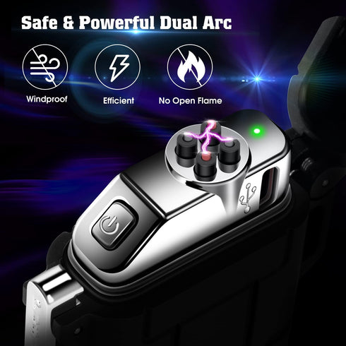 LcFun Electric Lighter, Plasma Lighter Waterproof Arc Lighter Windproof USB Lighter Rechargeable with Emergency Whistle for Hiking, Camping, Adven...