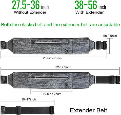 Running Belt Fanny Pack, Adjustable Waist Pack Reflective Fitness Workout Belt Fits with 3 Pouches for All Mobile Phones?Fitness Workout Belt in R...