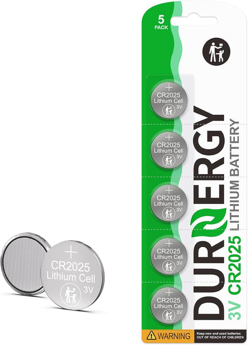 CR2025 3V Lithium Battery 5 Pack, Button Battery CR2025 Battery for Car Remote Key...
