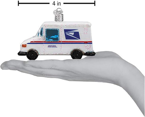 Old World Christmas Ornaments USPS Mail Truck Glass Blown Ornaments for Christmas Tree...