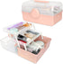 Three-Layer Clear Plastic Storage Case for Art Craft and Cosmetic, Portable Cosmetic Organizer Storage Box, Large Capacity Storage Makeup Box Make...