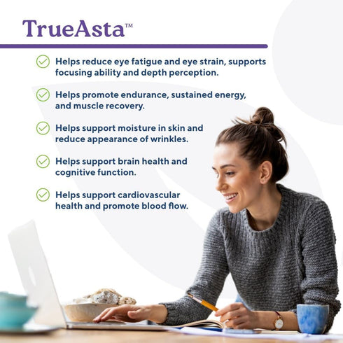 True-Asta AstaReal Natural Astaxanthin Supplements 6mg – Joint Muscle Skin Eye Support (30 Soft Gels) Algae Antioxidants Supplement | Non-GMO, Glu...