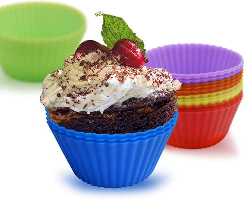 24 Pack Silicone Baking Cups Reusable Muffin Liners Non-Stick Cup Cake Molds Set Cupcake Silicone Liner Standard Size Silicone Cupcake Holder Reus...