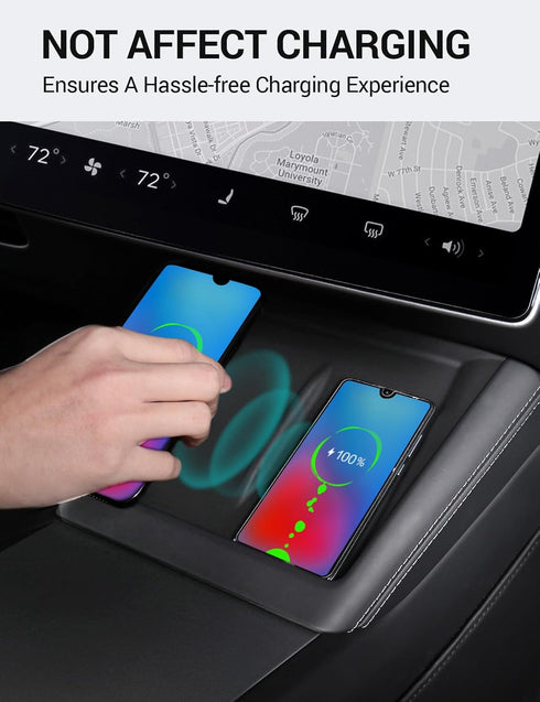 BASENOR 2024 Newest Tesla Model 3 Highland Center Console Wireless Charger Mat Silicone Cover Wireless Charging Phone Pad for Tesla Interior Acces...