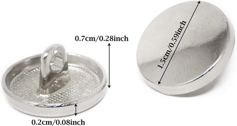 Honbay 50PCS Metal Round Flat Buttons Coat Jacket Shirt Trousers Button for Sewing DIY Crafts (15mm)...