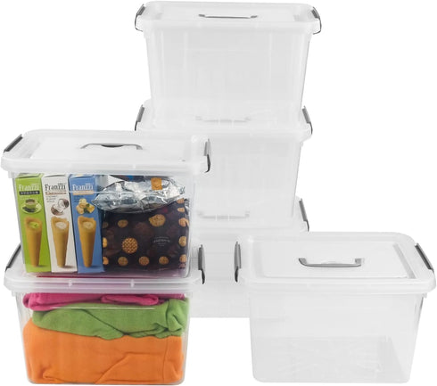 Bringer 6-Pack Clear Plastic Latching Storage Box, Plastic Box, 10 L...