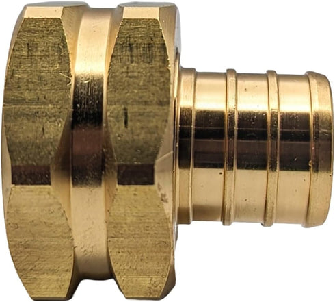 (2 Pack) Brass Garden Hose Adapter Swivel Fitting, 3/4” PEX Barb and 3/4” GHT Female Connector, Heavy-Duty High-Pressure Support, Rust and Corrosi...