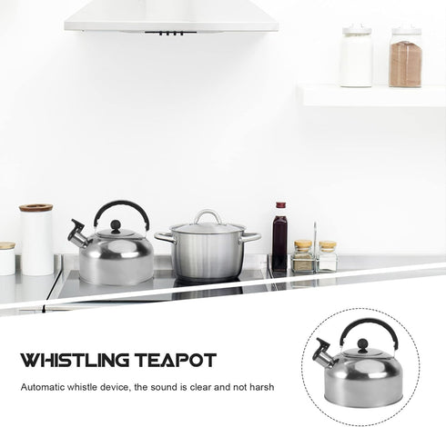 Amosfun 2L Whistling Tea Kettle 7.8 Inch Bottom Stainless Steel Stove Top Teapot with Ergonomic Handle, Milk Warmer for Stovetop Induction Gas Sto...
