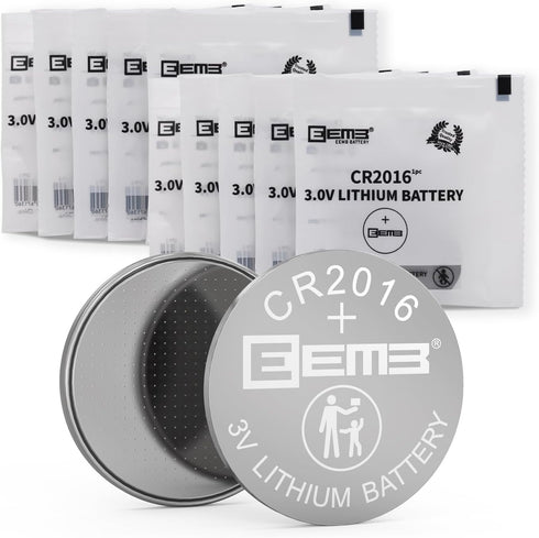 EEMB 10-Pack CR2016 Battery CR2016 3V Lithium Battery Button Coin 2016 Batteries ECR2016 DL2016 LM2016 for Watches, Calculators, Garage Door Opene...
