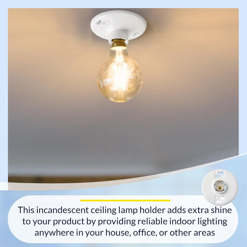 4 Pcs 660w 250v Medium Base E26 Lampholder 1-piece Keyless Top Lamp Holder Ceiling Light Sockets White Phenolic Bulb Socket Incandescent Fluoresce...
