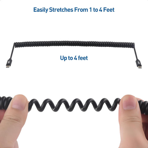 Cable Matters Coiled USB C to USB C Cable with 3A / 60W Fast Charging 1-4 Feet, Support Apple CarPlay, Android Auto, USB C Charger Cable, for iPho...