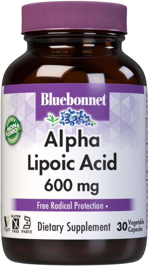BlueBonnet Alpha Lipoic Acid 600mg - Powerful Antioxidant Nerve Support Supplement for Women & Men - Non-GMO, Vegan, Kosher - Gluten-Free, Soy-Fre...