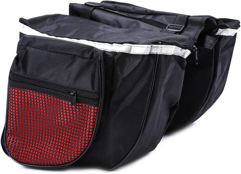 Keenso Double Rear Bag Large Capacity Waterproof Side Rear Bike Bags for Outdoor Riding, Camping, 25L, Black and Red...