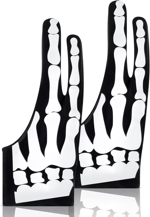 2 Pieces Skeleton Artist Glove for Drawing Tablet Glove for Graphics with 2 Finger Digital Tablet Drawing Glove Palm Rejection Glove for Pad Paint...