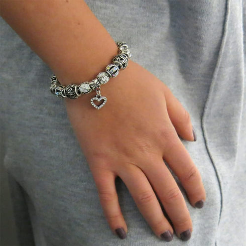 Verona Charm Bracelet with Crystal Beads Snake Chain with Beads crystal charm bracelet for Women Comes in a Gift pouch...