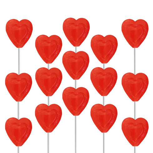 The Dreidel Company Lollipops Red Double Heart Shaped Cherry Flavored, Individually Wrapped, 12-Pack...