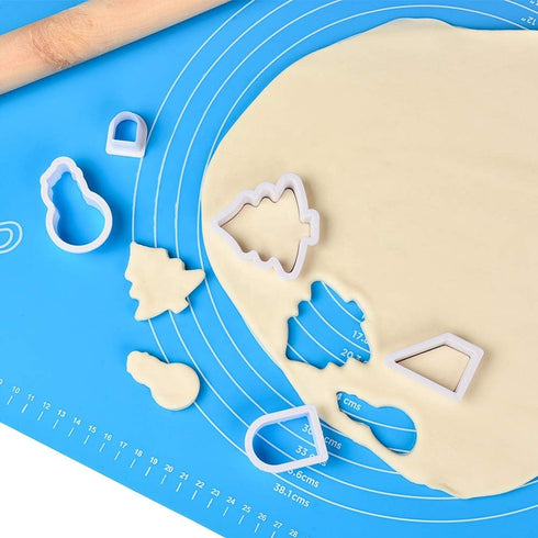 Non Stick Silicone Baking Mat, Blue 25 Inches x 18 Inches Non Slip on Surfaces for Rolling Dough with Measurements, Heat Resistant, Reusable, and ...