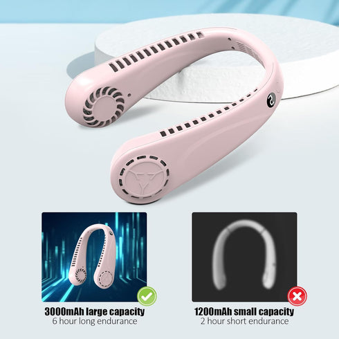 Portable Bladeless Hanging Neck Fans with Screen Display and 5 Speeds Levels, USB Rechargeable, 360° Cooling Wearable Personal Fan for Work Travel...