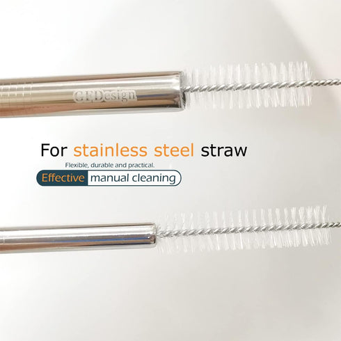 Drinking Straw Cleaning Brushes Set 15" Extra Long 10mm Extra Wide Pipe Tube Cleaner Nylon Bristles Stainless Steel Handle - 15" x 3/8" (10mm) - S...