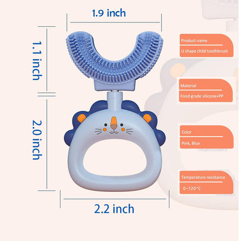 Kids U-Shaped Toothbrush,Food Grade Soft Silicone Brush Head,Removable Manual Training Tooth Brush with Replacement Brush Head, 360° Oral Teeth Cl...