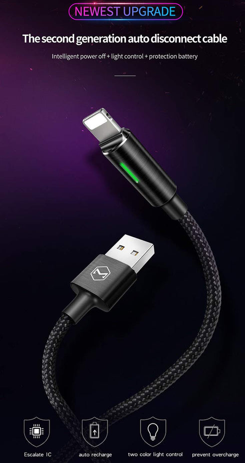 mcdodo Power Off/On Smart LED Auto Disconnect and Auto Recharge Nylon Braided Sync Charge USB Data 6FT/1.8M Cable Compatible New Phone List Below ...
