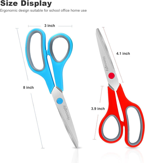 Scissors, Hnncugty 8" Scissors All Purpose Bulk Set of 6-Pack, Sharp Scissors for Office School Supplies Student Teacher Scissors Home Art Craft S...