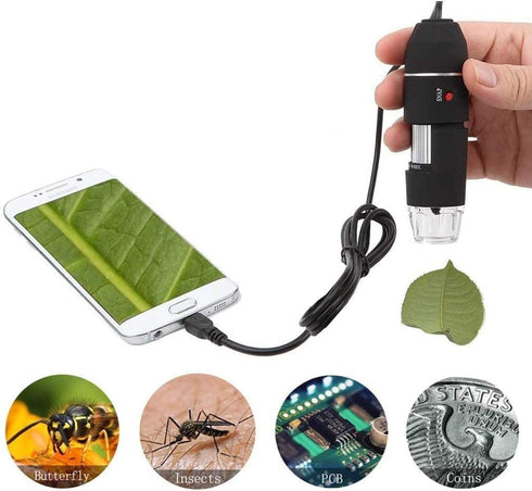 USB Digital Microscope 1600x 8 LED Magnification Endoscope Camera with Metal Stand Compatible with Windows, Android and Mac...