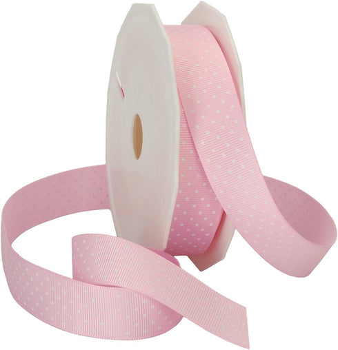 Morex Swiss Dot Polyester Grosgrain Ribbon, 7/8-Inch by 20-Yard Spool, Light Pink...
