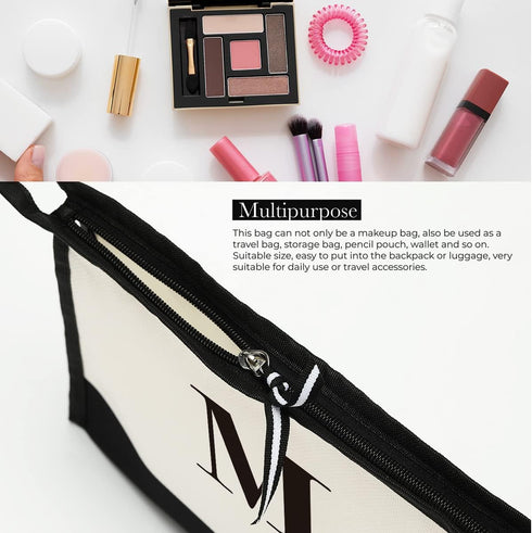 Monogrammed for Women Initial bridesmaid gifts, Personalized monogram Monogram Cosmetic Bag,Travel Makeup Bag Suitable for Wedding weekend Beach G...