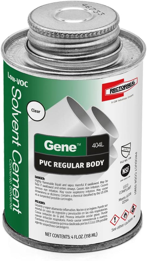 Rectorseal 55901 1/4 Pint 404L Regular Body Low Voc Pvc Solvent Cement...
