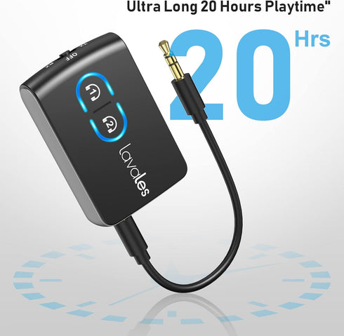 Bluetooth 5.3 Transmitter Receiver for TV Airplane to Wireless Headphones, Dual Link AptX Adaptive/LowLatency/HD Audio, 2-in-1 Bluetooth AUX Adapt...