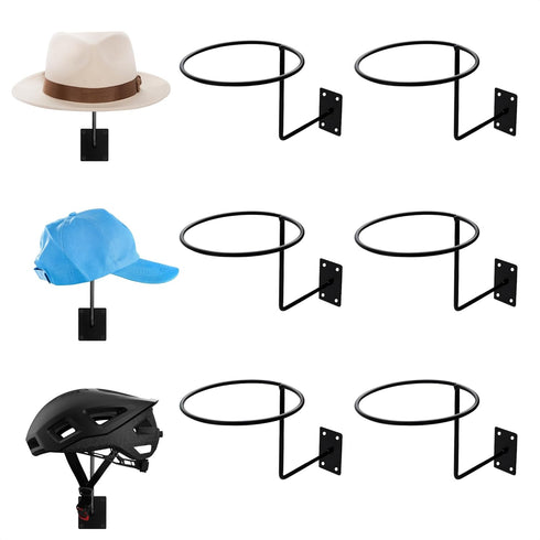 BURIUS 9 Pcs Helmet Holder Wall Mount - Reliable Cowboy Hat Holder for Wall Made of Sturdy Metal, Easy & Firm Installation for Convenient Storage ...
