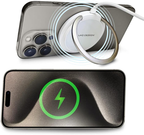 Wireless Charger with Fast Charging Capability,Compatible with iPhone and Samsung Galaxy S24, Google Pixel 8 | iPhone Charger Pad with Finger Ring...