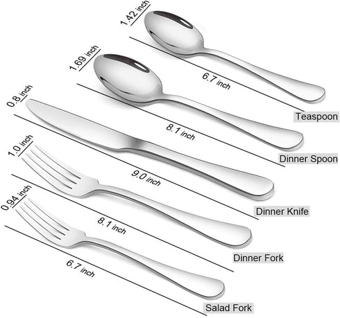 Silverware Set, Briout Flatware Set Service for 4 Stainless Steel Cutlery Set 20 Piece Include Upgraded Knife Spoon Fork Mirror Polished, Dishwash...