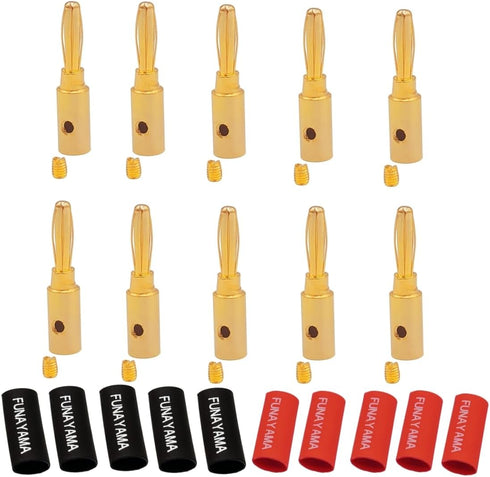 4mm Banana Plugs, Gold Plated Speaker Banana Plug Connectors for Speaker Wire, Wall Plate, Multimeter Test Leads, Battery Charger Adapter(5 pair/1...