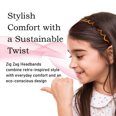 Zig Zag Headbands, Recycled Plastic Wavy Hair Band with Teeth, Headbands for Women and Men, Classic 90s Hair Accessories, (1 Black Color+1 Brown)...