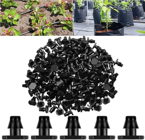 50pcs Drip Barbed connectors, Drip Irrigation Parts End Plug for 1/4 inch Drip Irrigation Tubing, Drip Irrigation Fitting for Garden Drip Irrigati...