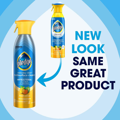 Pledge Everyday Clean Multi Surface Cleaner & Antibacterial Spray Aerosol, Works on Wood, Granite, and More, Fresh Citrus, 9.7 oz (Pack of 1)...