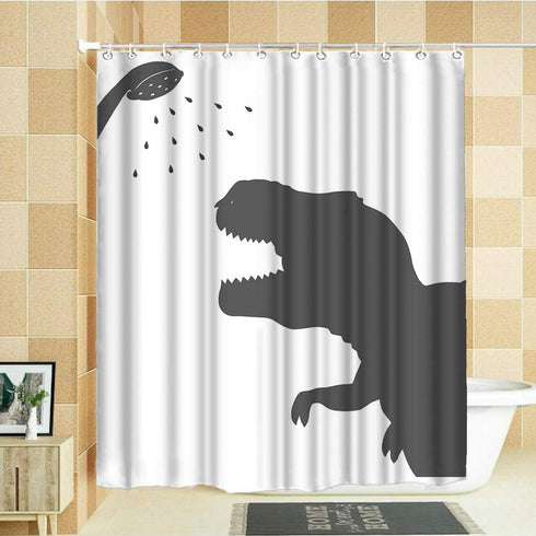 Animal Dinosaur Fabric Shower Curtain Dinosaur Silhouette Waterproof Polyester Fabric Bathroom Set with Hooks Animal Home Decor 72x72IN...