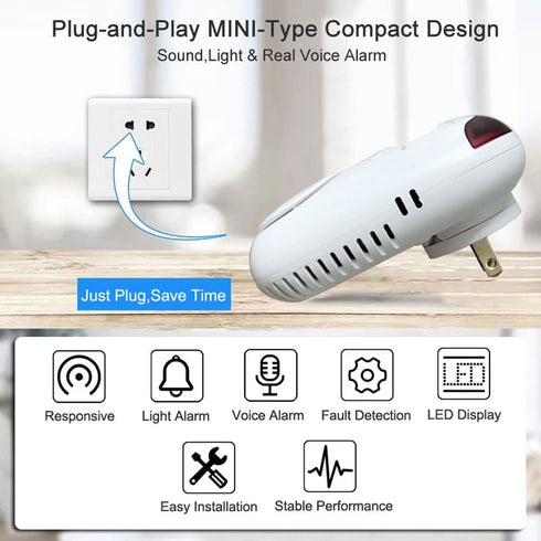 Natural Gas Detector, Plug-in Natural Gas Alarm and Monitor for Home, Kitchen or Camper, Propane Methane Gas Leak Detector Monitor with Voice Warn...