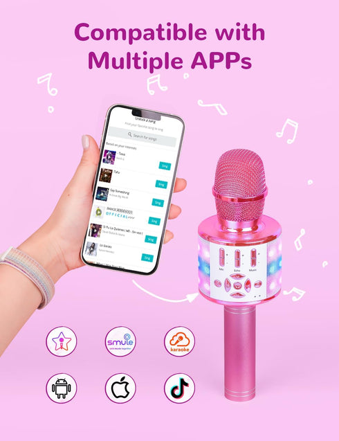 Amazmic Toys for girls, Kids Karaoke Microphone Toddler Microphone for kids with Lights, Birthday Gift for Girls, Boys Toy Age 3 4 5 6 7 8+(Light ...