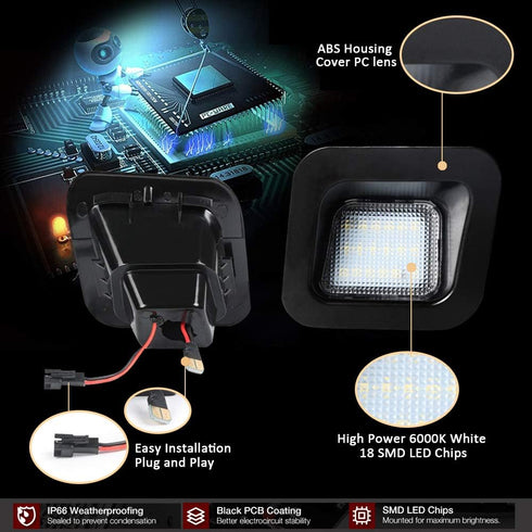 D-Lumina LED License Plate Lights Assembly Clear Lens Compatible with 2003-2018 Dodge Ram 1500 2500 3500 Pickup Truck, Rear Bumper Tag Light 6000K...