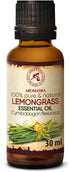 Lemongrass Oil 1.0 Fl Oz (30ml) - Cymbopogon Flexuosus - India - 100% Pure & Natural Lemongrass Oils - Good for Aromatherapy - Aroma Bath - Diffus...