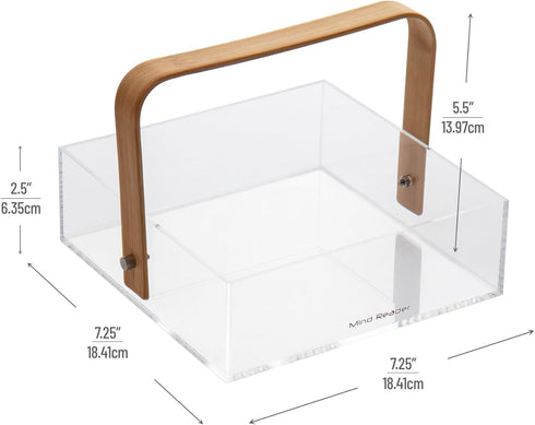 Mind Reader Napkin Holder, Kichen Storage, Countertop Organizer, Caddy, Kitchen, Acrylic, 7.25"L x 7.25"W x 5.5"H, Brown...