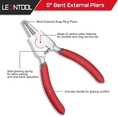 External Circlip Pliers with Bent Jaw 5-Inch Snap Ring Pliers Lock Ring Pliers Retaining Ring Pliers for Ring Remover Retaining and Remove Hoses P...